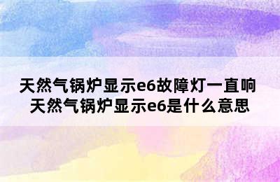 天然气锅炉显示e6故障灯一直响 天然气锅炉显示e6是什么意思